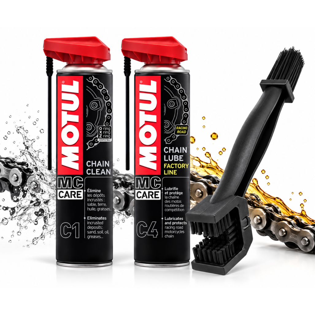 Pack Limpieza y Lubricación de Cadena Motul C1 + C4 con Cepillo Multifunción